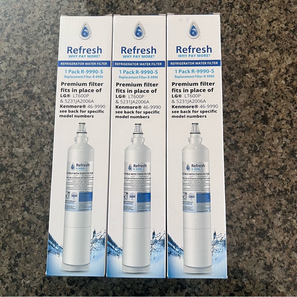 3 NEW in Box Refresh R-9990-S Premium Replacement Water Filter LT600P 5231JA2006